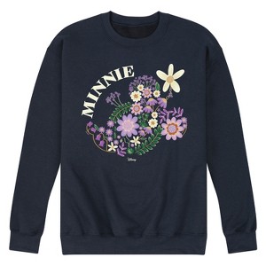 Men's - Disney - Minnie Mouse Flower Silhouette Graphic Fleece Sweatshirt - 1 of 4