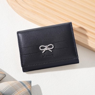 BEAFUP Women's Wallets Cute Bow Small Wallet, Aesthetic Card Holder with ID Window and 7 card slots for Women Girls