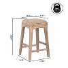 JONATHAN Y Maui Rustic Bohemian Hyacinth/Wood Backless Bar Stool, Brown Wash Woven Seat with Natural Wood Frame - 4 of 4