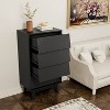 HDZNVF 4 Drawer Double Dresser Features Vintage Style And Bevel Design Black - 4 of 4