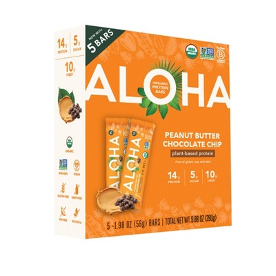 ALOHA Peanut Butter Chocolate Chip Nutrition Bars - 9.88oz/5ct