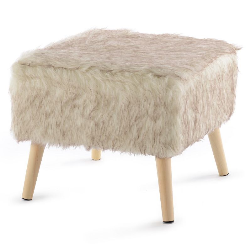 Cheer Collection 17" Square Faux Fur Stool, 1 of 9