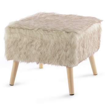 Cheer Collection 17" Square Faux Fur Stool