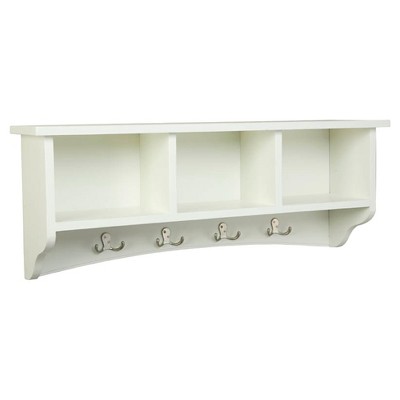 Coat Hooks With Storage Cubbies Ivory, Off White Wall Coat Rack