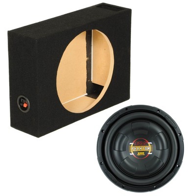 Q Power Single 10" Vented Shallow Sub Box & 10" 800W Slim Car Audio Subwoofer