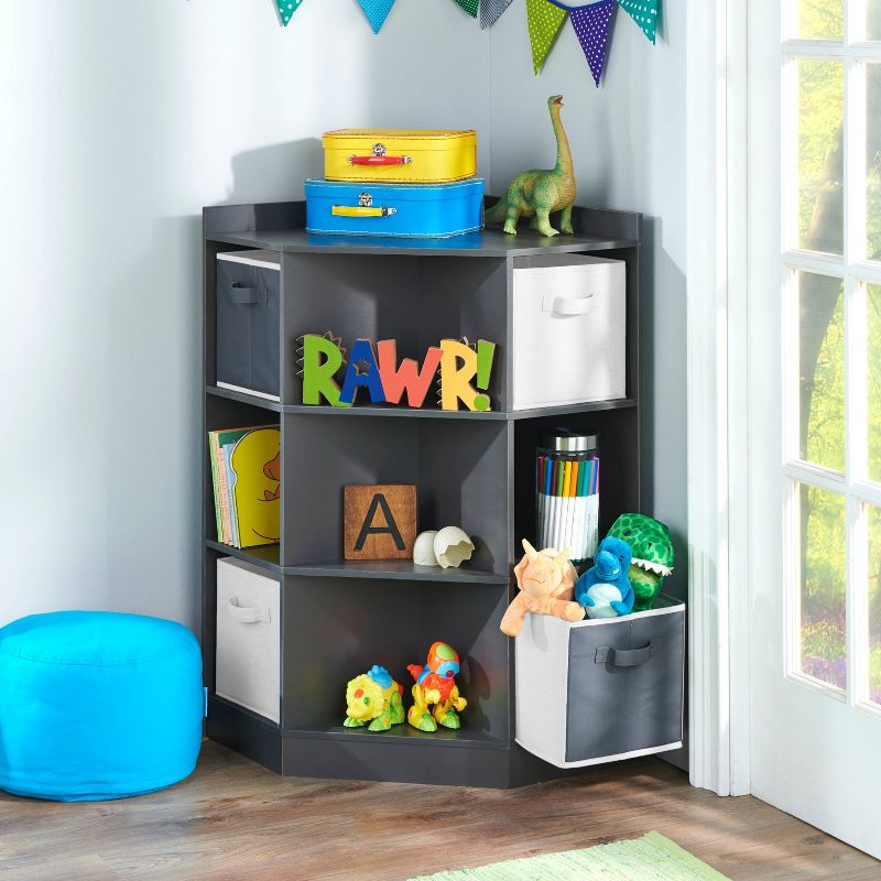 Badger Basket Corner Cubby Storage Unit with 4 Reversible Baskets Charcoal, 2 of 13