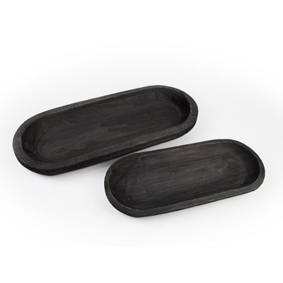 Melrose Wooden Dough Bowl Tray (Set of 2)