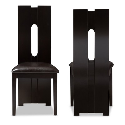 Alani Contemporary Dark Brown Faux Leather & Wood Dining Chair Set