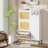 Rattan Shoe Cabinet, 3 Tier Shoe Cabinet with Flip Drawers, Free Standing Narrow Shoe Storage Organizer with Adjustable Shelves - 3 of 4