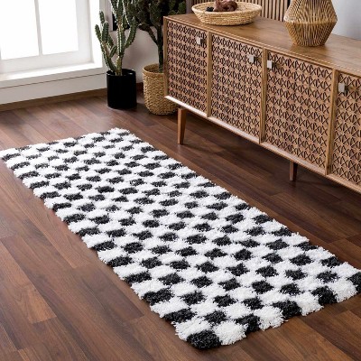 Hauteloom Atira Black & White Checkered Area Rug
