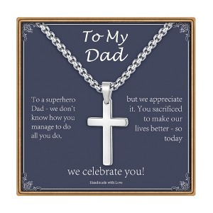 Turandoss Cross Necklace for Men Boys, Gold Silver Black Cross Pendant Necklace, Fathers Day Gifts for Men Boys Husband, Birthday Gifts for Son, 20In - 1 of 4