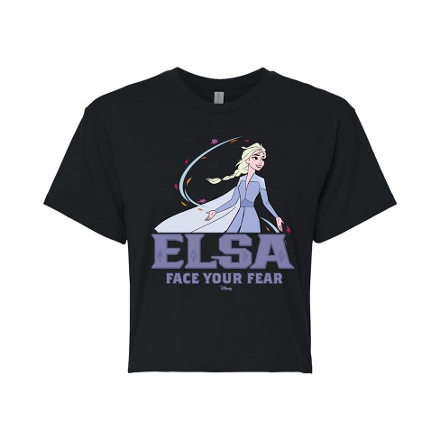 Women's - Frozen 2 - Elsa Face Your Fear Cropped Graphic T-Shirt - image 1 of 4