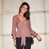 Women's Rose Plunging Tie-Front Blouson Sleeve Top - Cupshe - 4 of 4