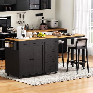Bella Depot 74.8" Kitchen Island with Extendable Dining Table Cart with 3 Drawers, Power Outlet - 1 of 4