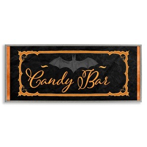 Stupell Industries Spooky Candy Bar Sign Halloween Bat Orange Black Framed Giclee Art, Gray, 24" x 10" - 1 of 4