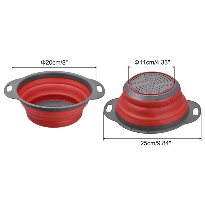 Unique Bargains Collapsible Colander Silicone Round Foldable Strainer with Handle, 2 of 5