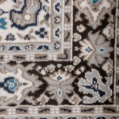 Brown and Ivory Traditional Medallion Area Rug, 7'9" x 10'8"