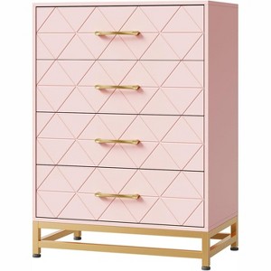 Coucheta 36" Narrow 4-Drawer Dresser - Pink Compact Chest of Drawers with Anti-Tip Design, Space-Saving Cabinet for Bedroom, Living Room or Hallway - 1 of 4