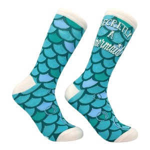 Crazy Dog T-Shirts Womens Secretly A Mermaid Socks Cute Funny Gift for Her Fun Novelty Footwear - 1 of 4