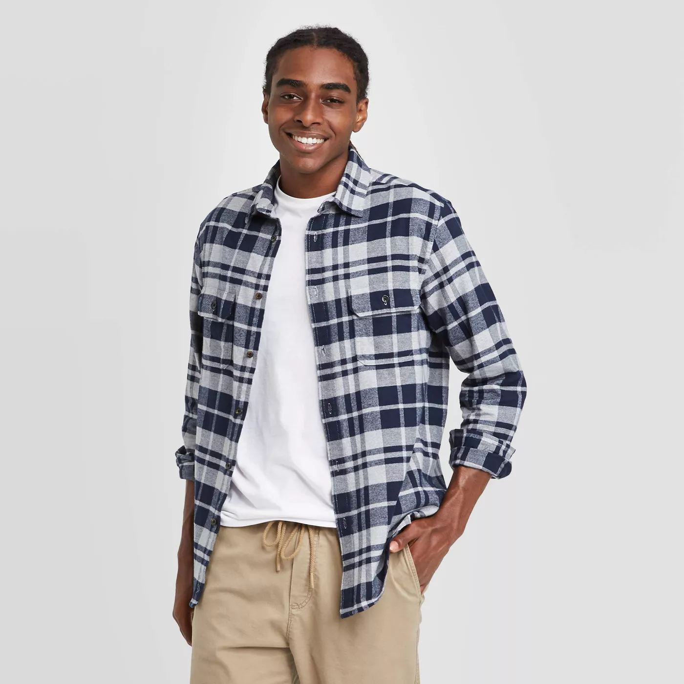 Men’s Standard Fit 2-Pocket Flannel Long Sleeve Button-Down Shirt - Goodfellow & Co™ - image 1 of 8