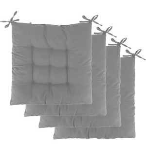 NPolar"4Pcs Soft Chair Cushion Pads 15.75x15.75x2.37in with Tie-On Straps for Home, Office & Travel"BrownGrey&Red - 1 of 4