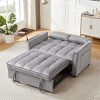 TiramisuBest Grey Velvet Loveseat Sleeper Sofa Bed with Side Table, Modular Sectional Sofa with Storage, Sideboard Buffet Style Design for L - 3 of 4