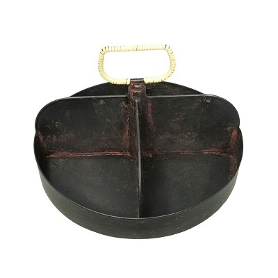 VIP Metal 10 in. Black Divider Tray with Handle Round