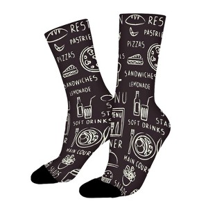 Drink And Restaurant Menu Women Printed Crew Socks Funny Funky Socks Soft Polyester Novelty Gifts for Artists Men - 1 of 1