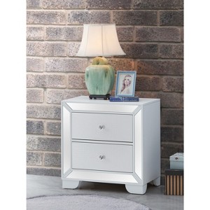 HomeStock Silver Champagne Nightstand with Drawer, Stylish Modern Bedside Table for Lamps, Books and Bedroom Storage Solutions - 1 of 2