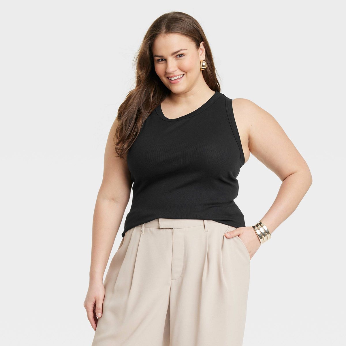 Women's Slim Fit Ribbed Tank Top - A New Day™