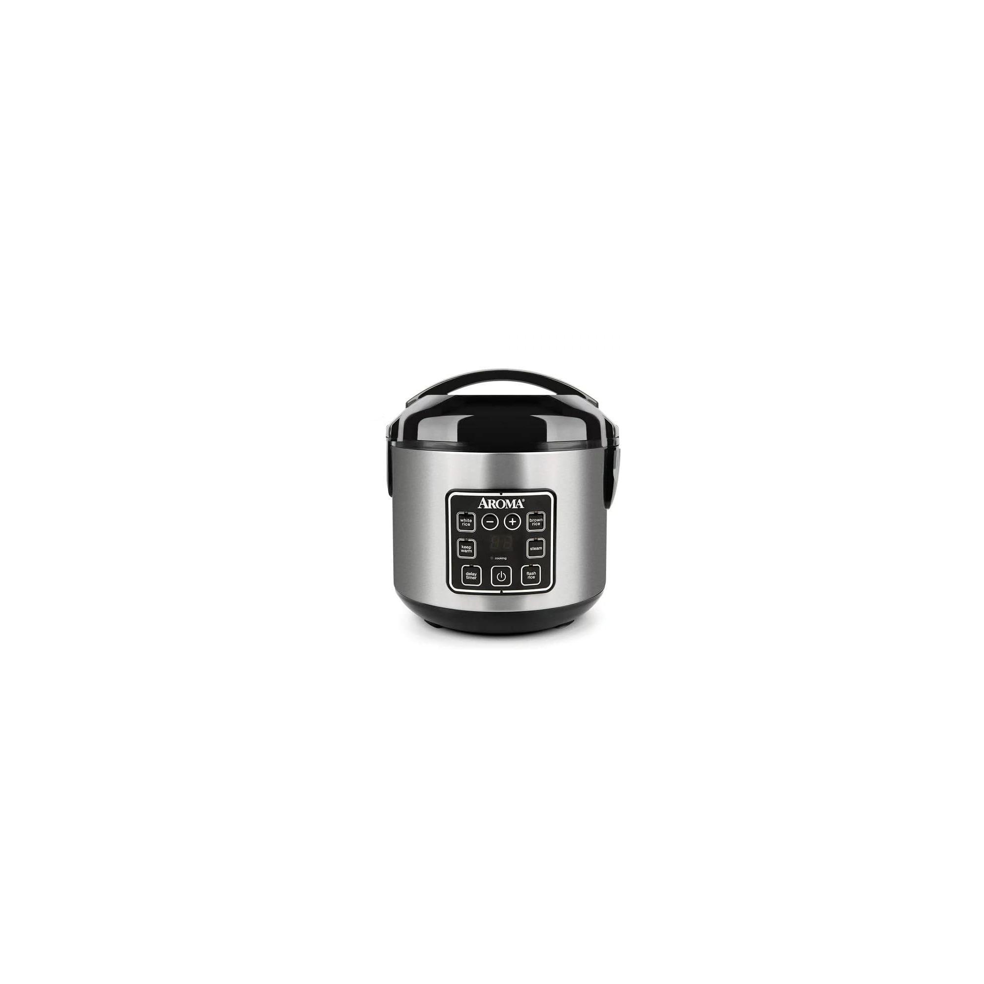 Aroma 8-Cup (Cooked) Rice & Grain Cooker, Steamer, New Bonded Granite Coating Manufacturer Refurbished
