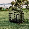 Okak 48IN Heavy Duty Dog Crate with House Shape, Folding Metal Dog Kennel with Wheels and Removable Tray, Dog Cage for Large and Medium Dogs, Black - 2 of 4