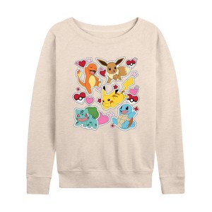 Women's - Pokémon - Valentine's Day Heart Sticker Lightweight French Terry Slouchy - 1 of 4
