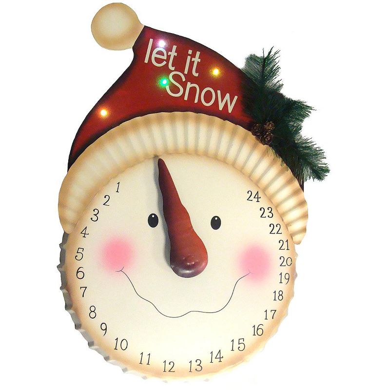 Sterling 21" LED Lighted "Let it Snow" Snowman Face Christmas Countdown Advent Calendar, 1 of 2