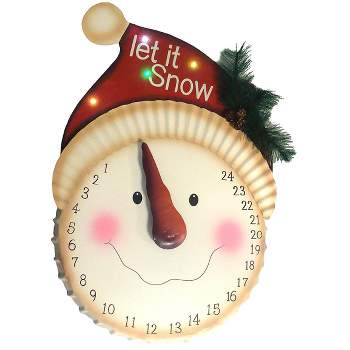 Sterling 21" LED Lighted "Let it Snow" Snowman Face Christmas Countdown Advent Calendar