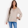 Anna-Kaci Women's V-Neck Henley Knit Sweater with Button Details - 3 of 4