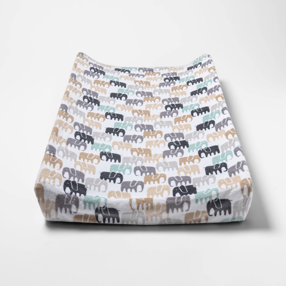 Changing Pad Cover Elephants - Cloud Island Gray