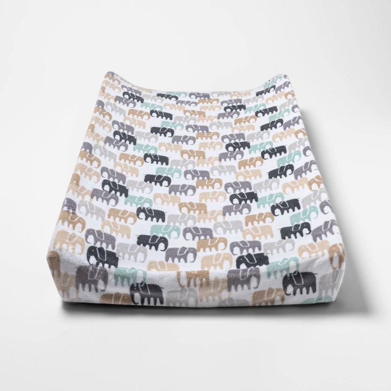 Changing Pad Cover Elephants - Cloud Island&#8482; Gray, 1 of 5
