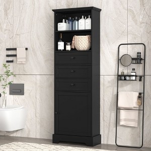 PAGED Storage Cabinet Tall Bathroom Organizer with 3 Drawers, Adjustable Shelves and Door, Freestanding Office Storage Unit for Room - 1 of 4