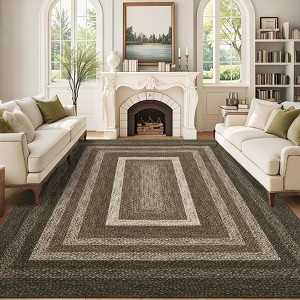 Area Rugs for Living Room Large Soft Washable Rug Cottage Rustic Braided Print Floor Cover Non Slip Non Shedding Stain - 1 of 4