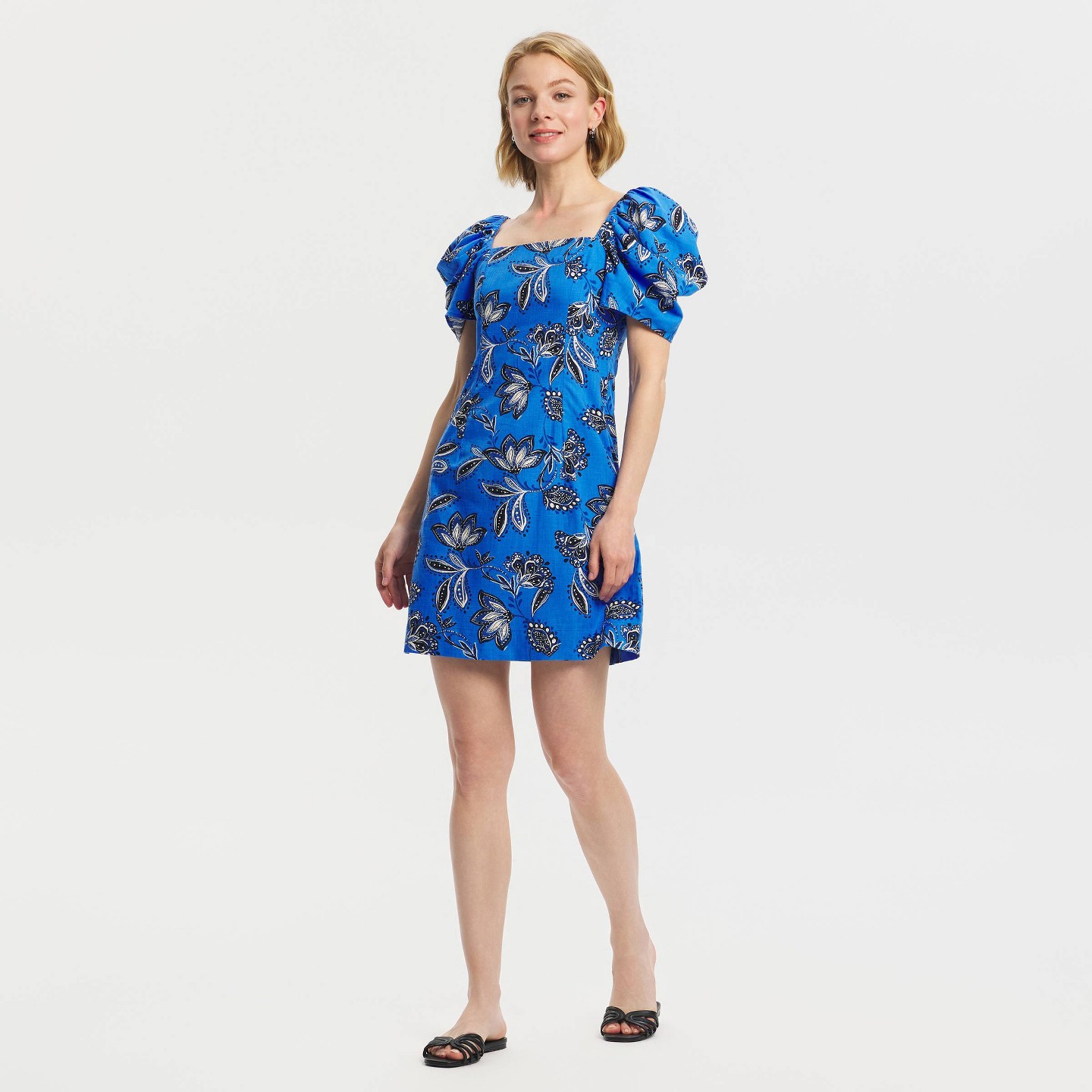 Женское платье A New Day Puff Short Sleeve Mini Babydoll, цвет: Синий — фото 3