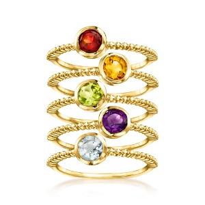 Ross-Simons 1.60 Multi-Gemstone Jewelry Set: 5 Rings in 18kt Gold Over Sterling - 1 of 4
