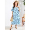 Coolmee Women Summer Maxi Dress Casual Plus Size V Neck Wrap Short Bell Sleeves High Waist Ruffle Hem Long Dress - 3 of 4