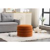 CAVINAS Soft Velvet Ottoman, Round Ottoman, Entryway Padded Footstool, Velvet Ottoman Bench, Footrest Stool for Living Room, Bedroom - 3 of 4