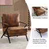 Kumasinova Mid-Century Accent Chair,Upholstered Lounge Chair with Iron Frame and Thicker Cushion,Comfy Reading Chair for Living Room,Bedroom,Brown - 4 of 4