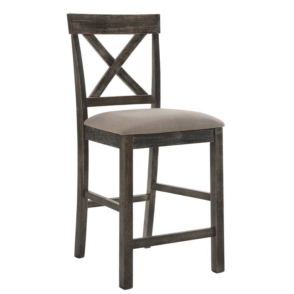 Photos - Chair Set of 2 18" Martha Li Counter Height Barstools Tan Linen/Weathered Gray 