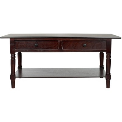 Boris 2 Drawer Coffee Table - Dark Cherry - Safavieh