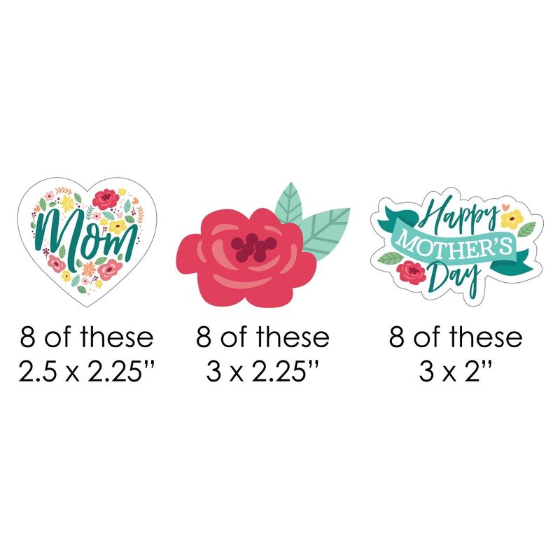 Big Dot of Happiness Colorful Floral Happy Mother's Day - Paper Straw Decor - We Love Mom Party Striped Decorative Straws - Set of 24, 2 of 7