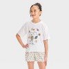 Girls' Snoopy Graphic T-Shirt & Boxer Pajama Set - White - 3 of 4