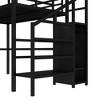 Okak Full Metal High Loft Bunk Bed with L-shaped Desk & USB Heavy Duty Bedframe with Wardrobe & Adjustable Shelf LED for Adults Teens Kids, Black - 4 of 4